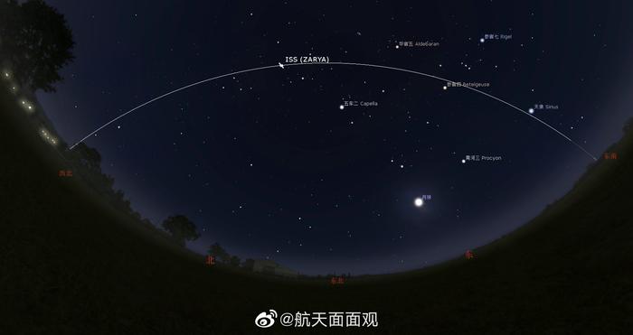 国际空间站今晚过境石家庄上空国际空间站今晚过境石家庄上空，千载难逢的天文奇观